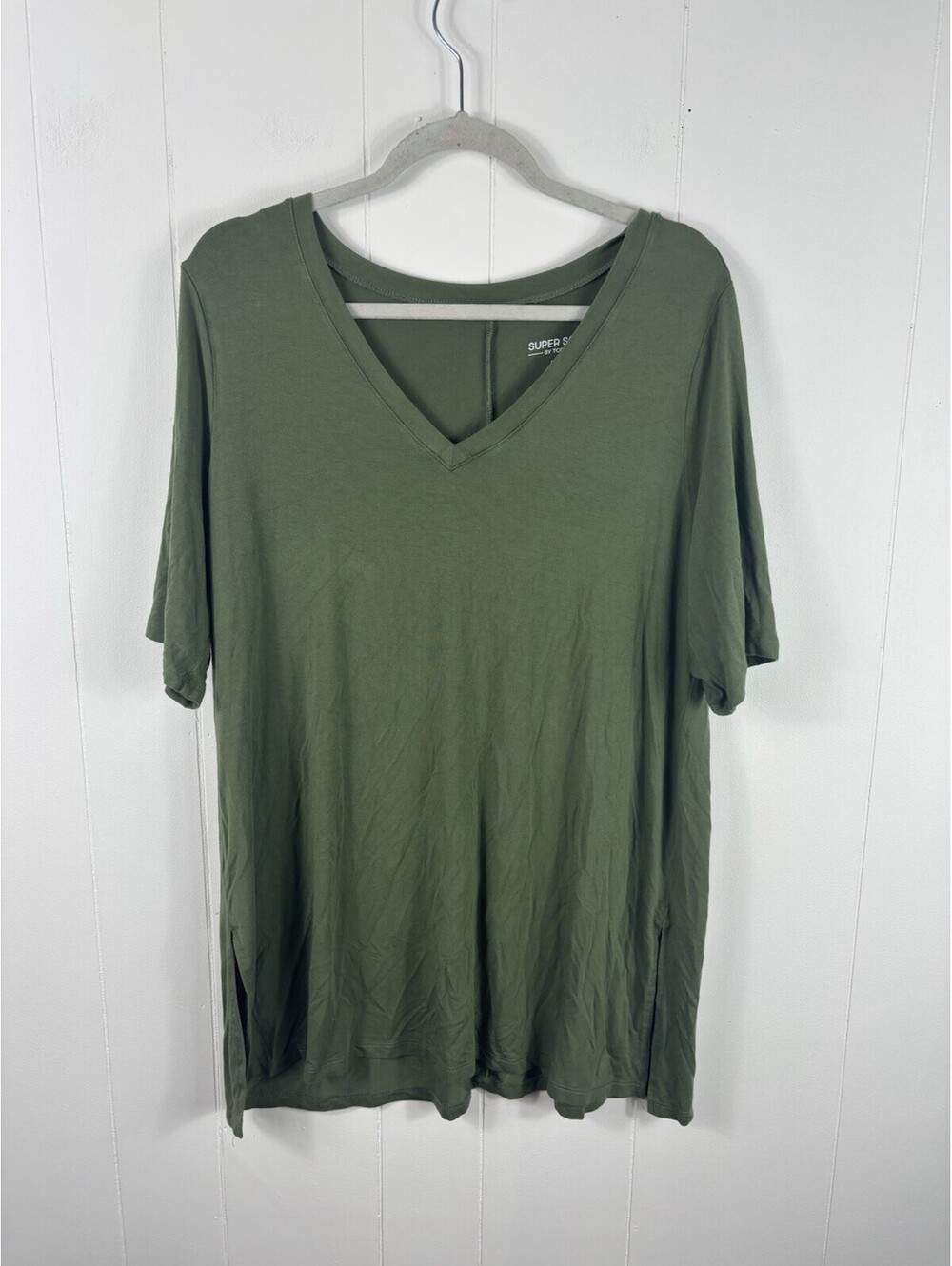 Torrid Favorite Tunic Super Soft Knit Size 2X Side Slit Tee Green V-Neck Casual